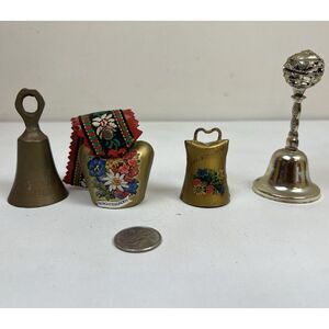 Vintage Souvenir Bells Lot of 4 Brass‎ Metal Berchtesgaden Decorative